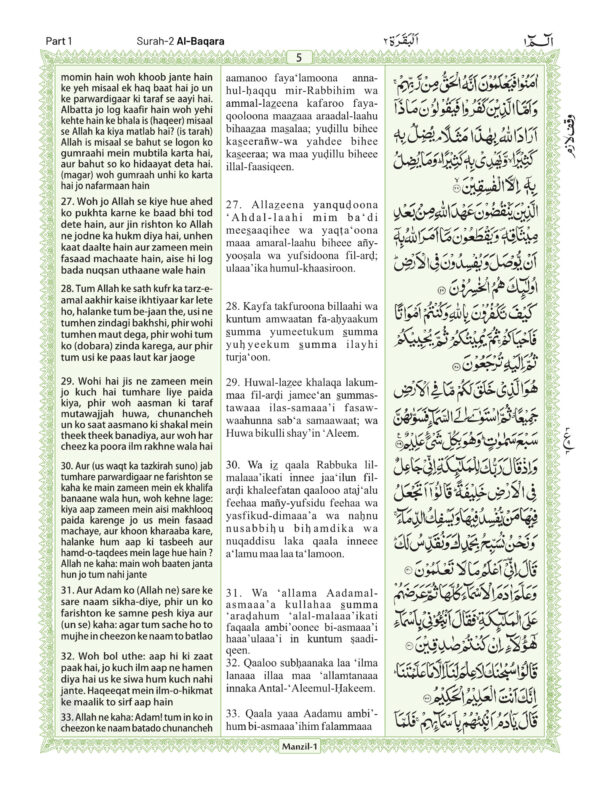 Holy Quran - Urdu translation in ROMAN Script with Transliteration and ...