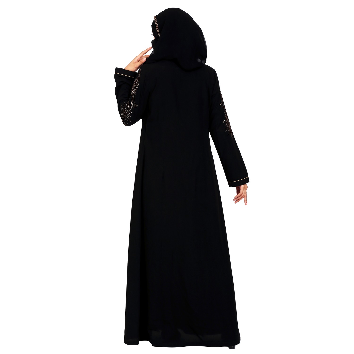 Latest Modest Dress Gown With Stonework And Matching Hijab | Black ...